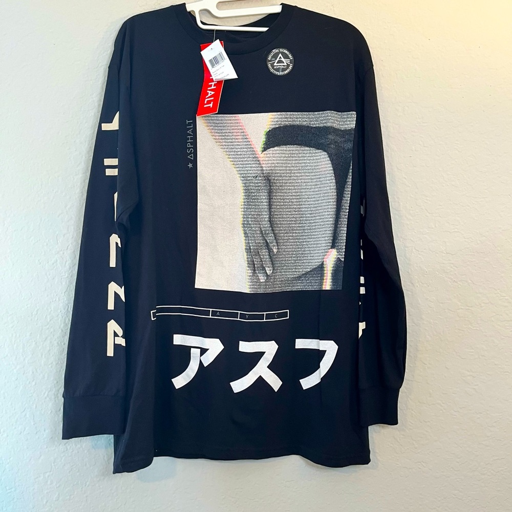 Asphalt Black Long Sleeves Tee Shirt NWT Sz M **Buns Out**